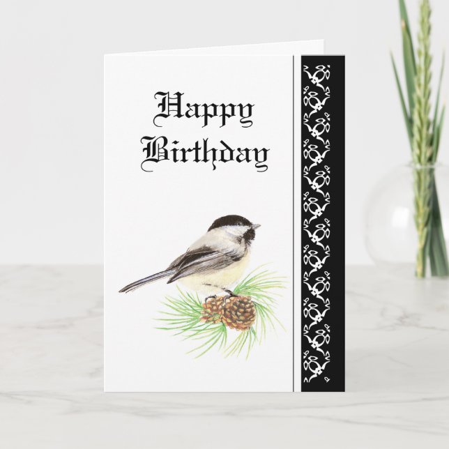 Birthday Chickadee with Scripture Blessing inside Card (Front)