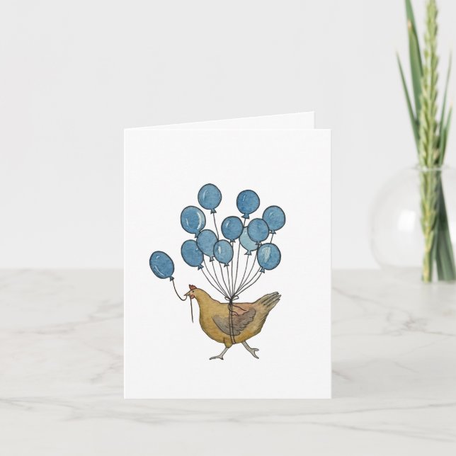 birthday chicken and balloons card (Front)