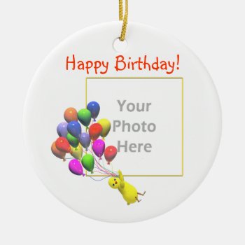 Birthday Chicken And Balloons Photo Ceramic Ornament by xfinity7 at Zazzle