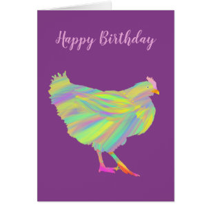 Birthday Chicken Colorful Farm Hen Illustration Cards