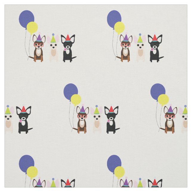 Birthday Chihuahua Fabric (Swatch)