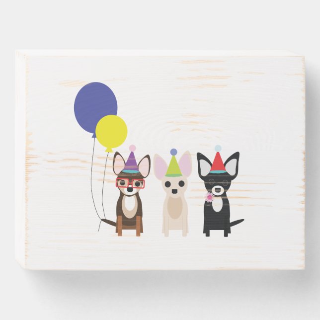 Birthday Chihuahua Wood Sign (Front Horizontal)
