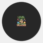 Birthday Children&#39;s Shirt Level 4 Unlocked 4  Classic Round Sticker
