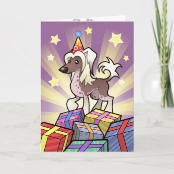 Birthday Chinese Crested (hairless) Card by CartoonizeMyPet at Zazzle