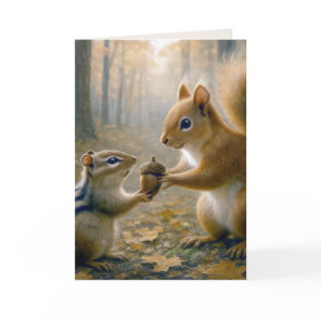 Birthday Chipmunk and Squirrel With an Acorn Card