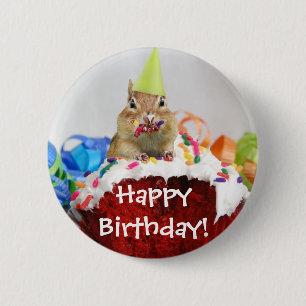 Birthday Chipmunk Button