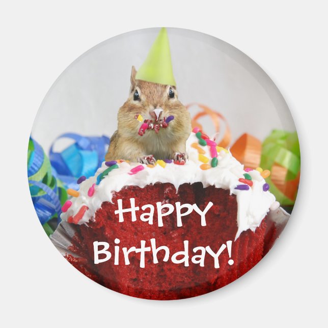 Birthday Chipmunk Magnet (Front)