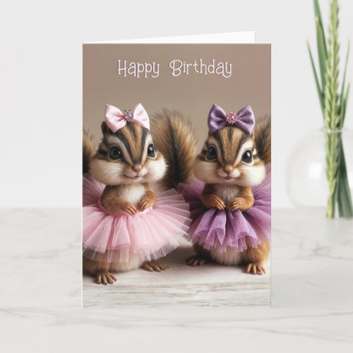 Birthday Chipmunks Wearing Tutus Card