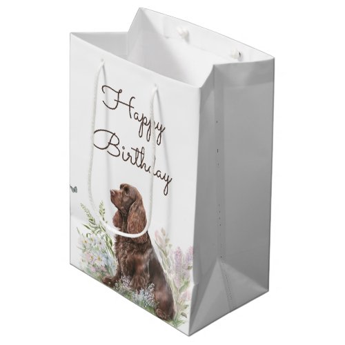 Birthday Chocolate Cocker Spaniel  Medium Gift Bag