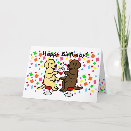 Birthday Chocolate Lab and Yellow Lab Card