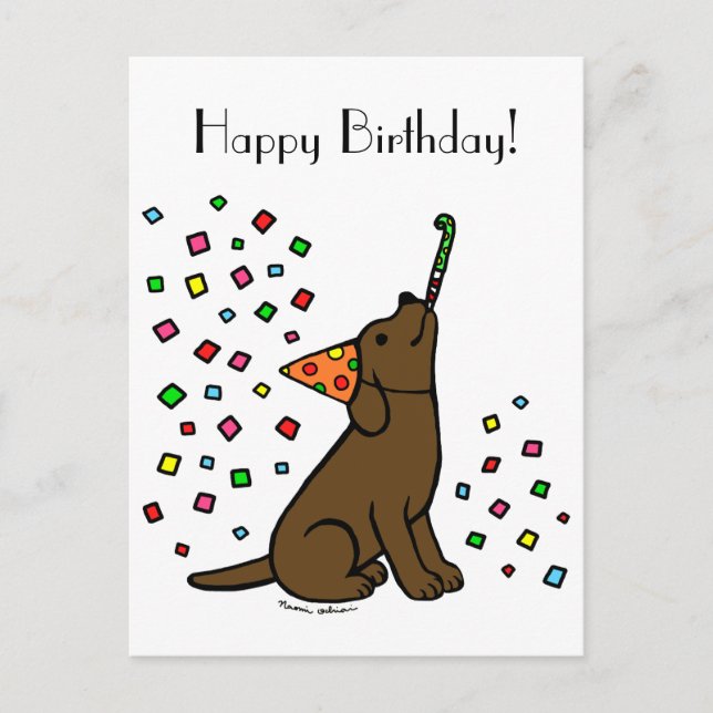 Birthday Chocolate Labrador Cartoon Postcard (Front)