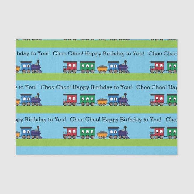 Birthday Choo Choo Train Tissue Paper (Front)