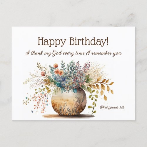 Birthday Christian Bible Verse Elegant Floral  Postcard
