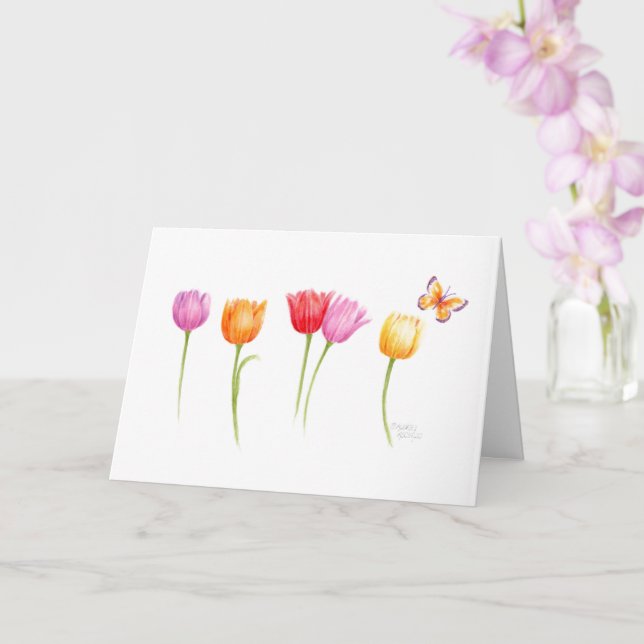 Birthday Christian Colorful Tulips Bless You Card  (Orchid)