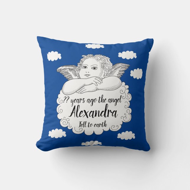 Birthday Christian Faith Angel Any Year And Name Throw Pillow (Front)