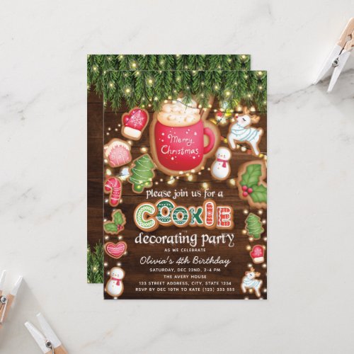 Birthday Christmas Cookie Decorating Party Invitation