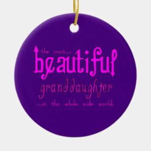 Birthday Christmas Parties Beautiful Granddaughter Ceramic Ornament