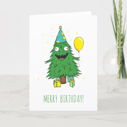 Birthday Christmas Tree Merry Birthday Card