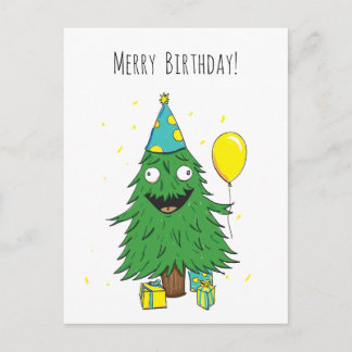 Birthday Christmas Tree Postcard