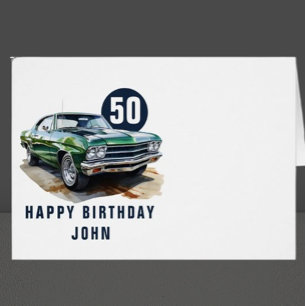 Birthday classic American muscle car Cards