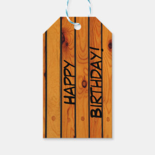Birthday Classic brown wooden shipdeck Gift Tags