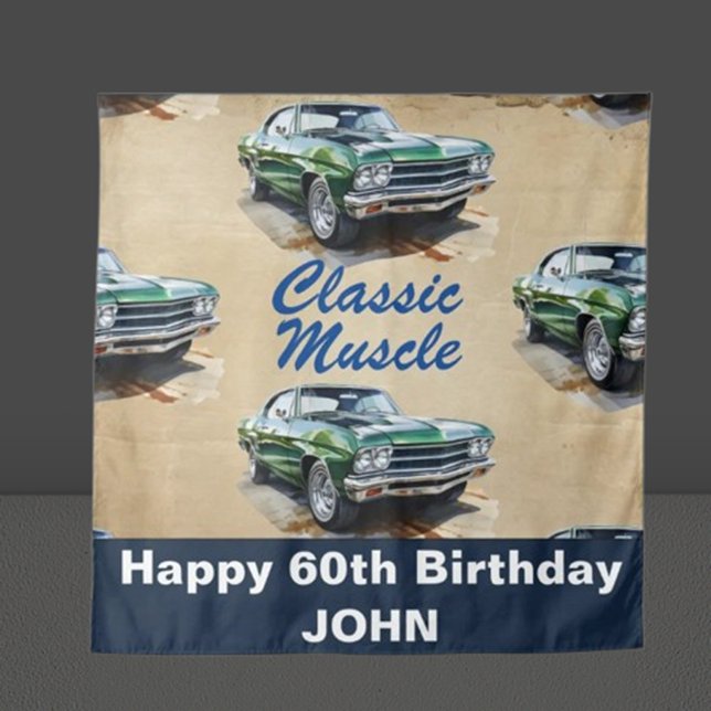 Birthday Classic Muscle Car backdrop (Unleash your creativity and bring this retro illustration to life for a day to remember. )
