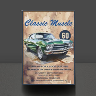 Birthday Classic Muscle Car Invitation