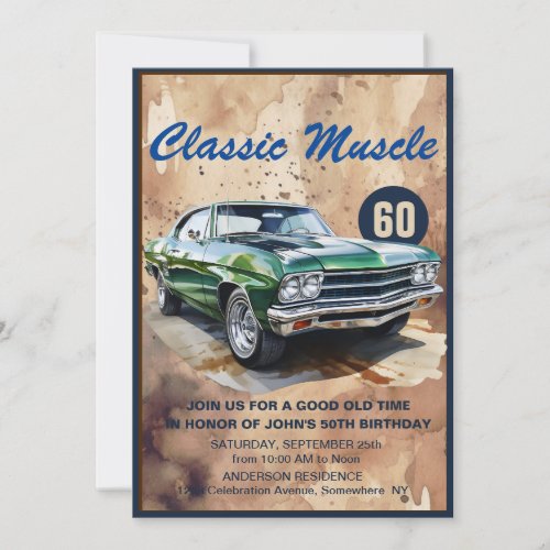 Birthday Classic Muscle Car  Invitation