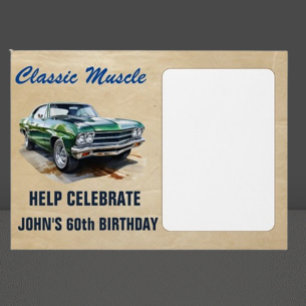 Birthday Classic Muscle Green Car Envelope