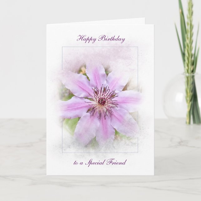 Birthday Clematis Card (Front)
