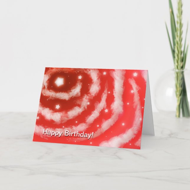 Birthday Cloud Red Star Clouds Card (Front)