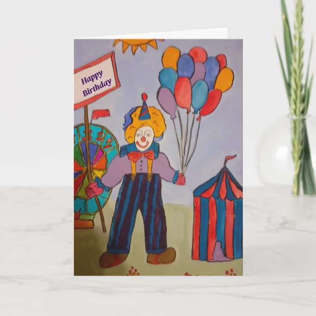 Birthday Clown Birthday Card (Front)