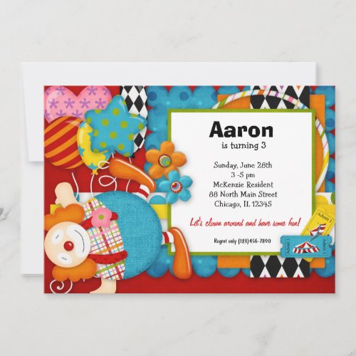 Birthday Clown Invitation