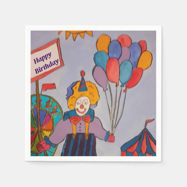 Birthday Clown Paper Napkin (Front)