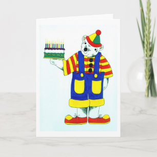 Birthday clown teddy bear card