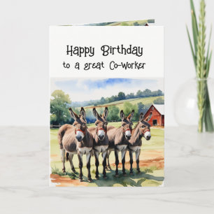 Birthday Co-worker From the Group Animal Donkey  Holiday Card