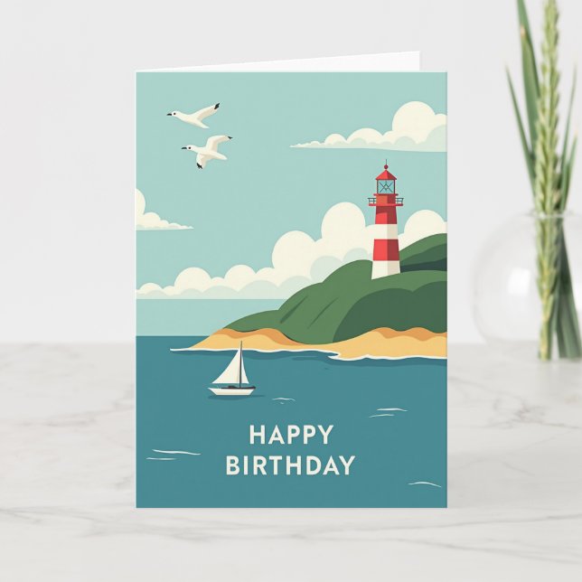 Birthday Coastal Tower Card (Front)