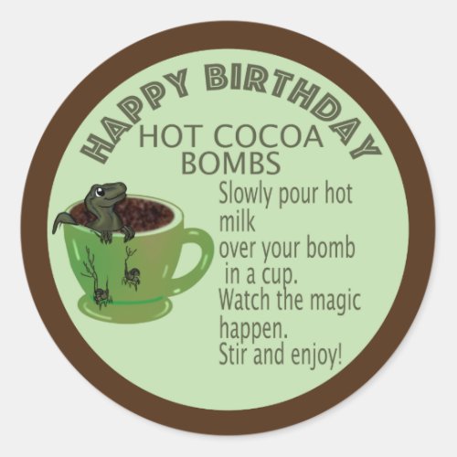 Birthday cocoa bomb labels dinosaur birthday clas classic round sticker