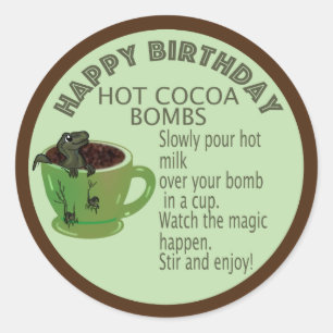 Birthday cocoa bomb labels, dinosaur birthday clas classic round sticker