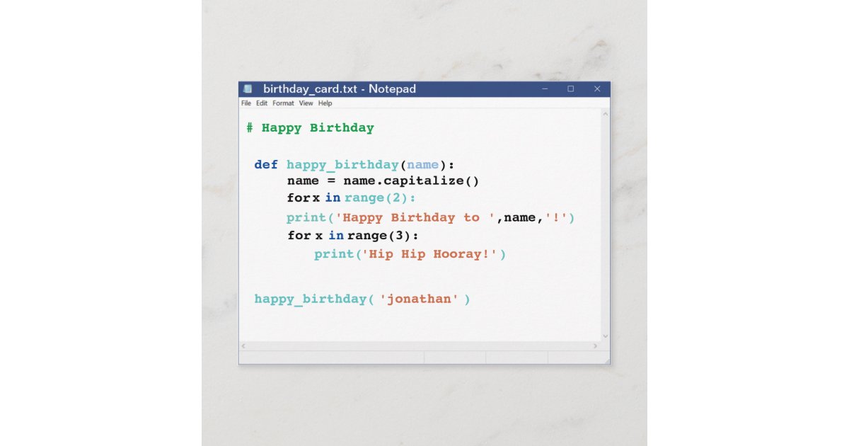Birthday Coder Format Notepad Computer Programmer Postcard | Zazzle
