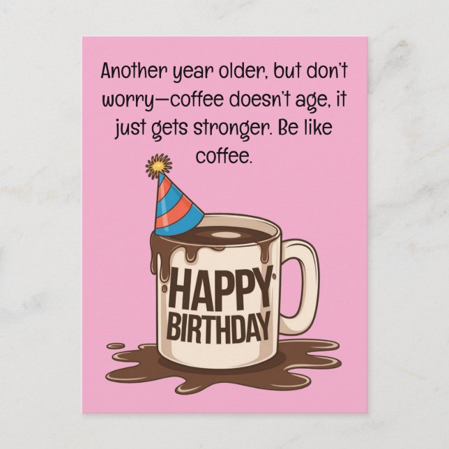 Birthday Coffee Cup Card: Brew-tiful Wishes  Postcard (Front)