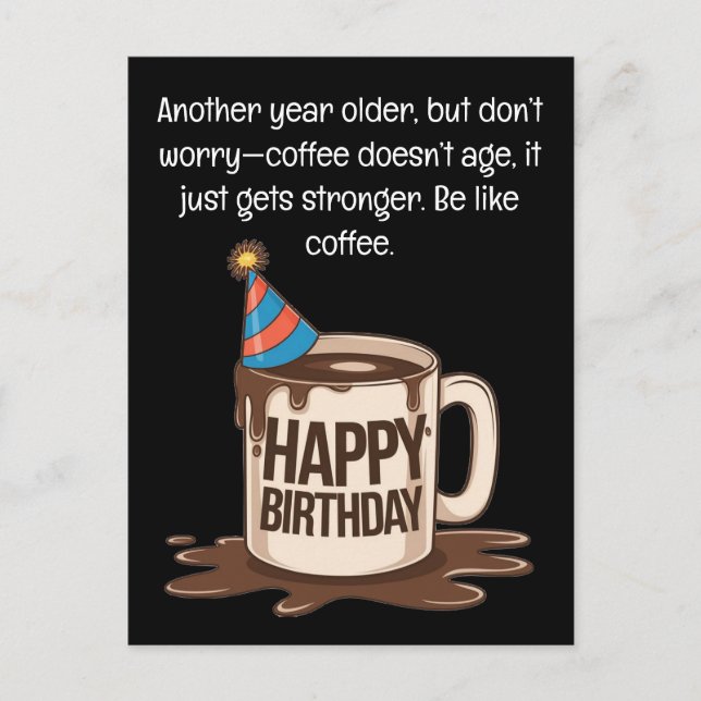 Birthday Coffee Cup Card: Brew-tiful Wishes  Postcard (Front)