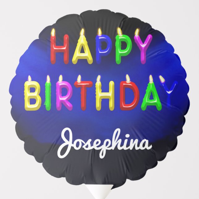 Birthday Color Candles personalize with Name Balloon (Front)