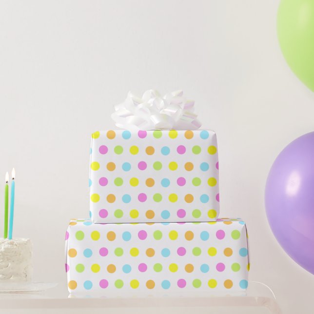 Birthday Colorful Confetti in Pastel Colors Wrapping Paper (Party Gifts)