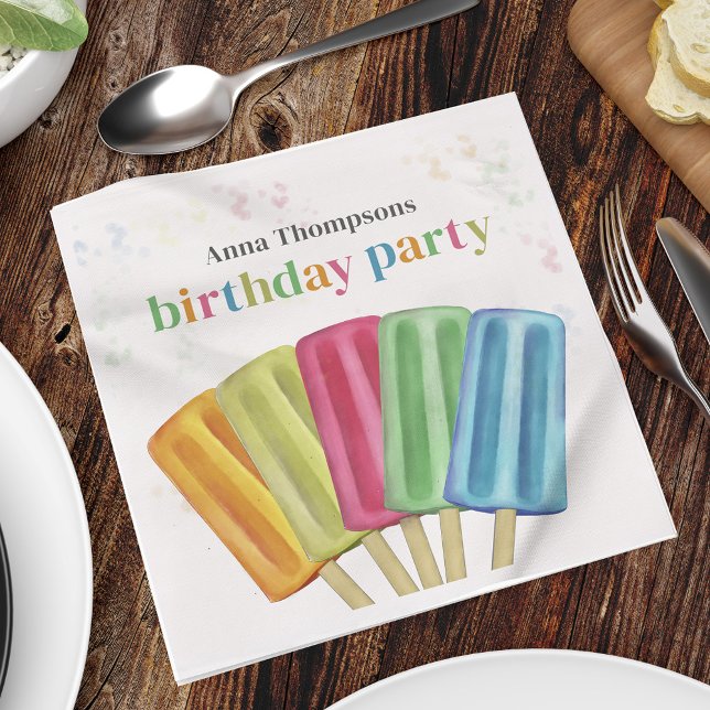 Birthday Colorful Simple Popsicles Cute Summer Napkins (Creator Uploaded)