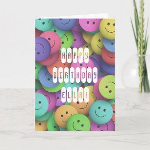 Birthday Colorful Smiles Happy Face Add Name Card
