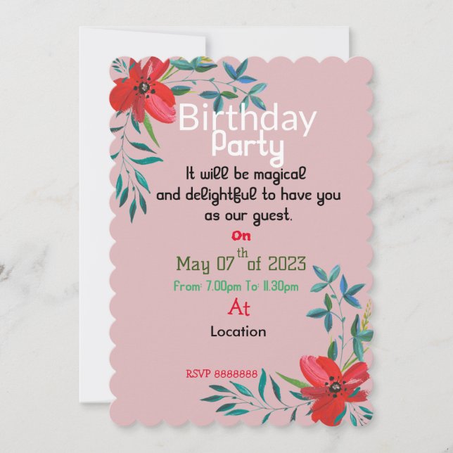 Birthday colors  invitation (Front)