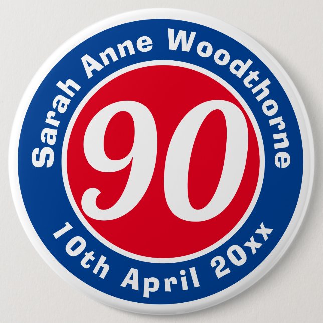 Birthday Commemoration with Name, Age, & Date Button (Front)