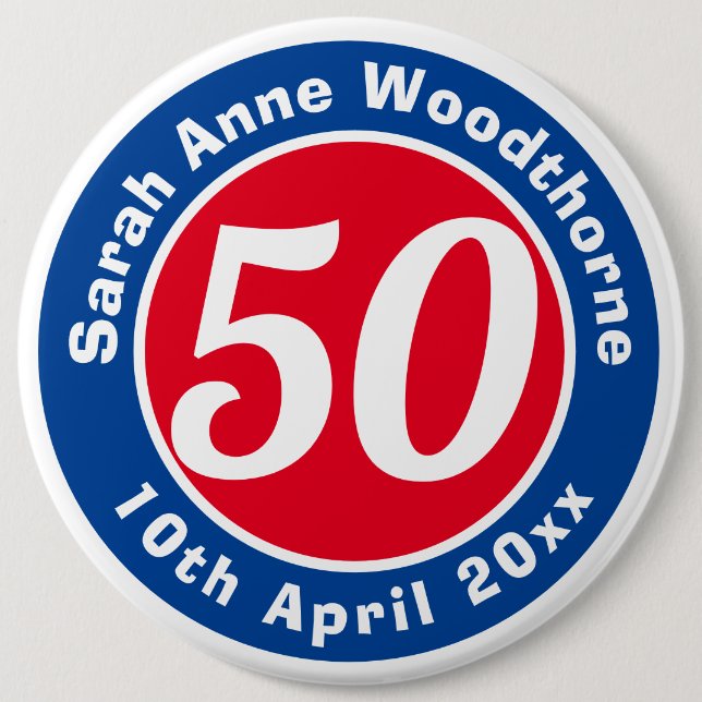 Birthday Commemoration with Name, Age, & Date Button (Front)