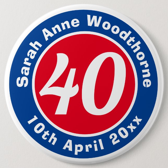 Birthday Commemoration with Name, Age, & Date Button (Front)